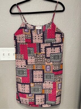 Everly Patchwork Paisley Print Cami Tank Top Pink Purple Boho Size Large